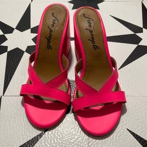 FREE PEOPLE HOT PINK HEELS
